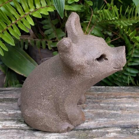 Brown Clay Pig Sculpture