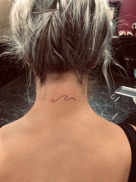 Lil wave tattoo🤍 #necktattoo | Behind the neck tattoos, Behind ear ...