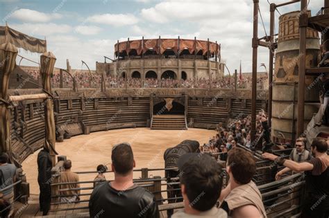 Premium AI Image | Lifesize gladiator battle arena with spectators ...