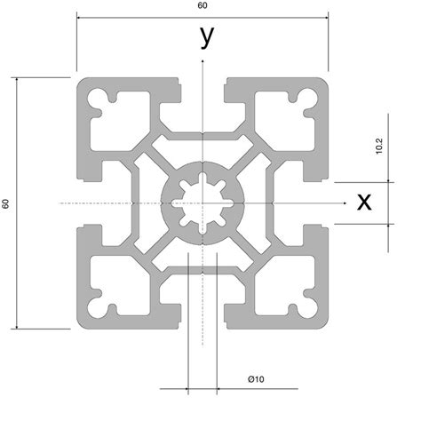 Aluprofil 60x60 mm, schwer
