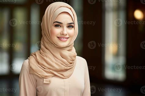 ai generated portrait   beautiful muslim woman wearing hijab