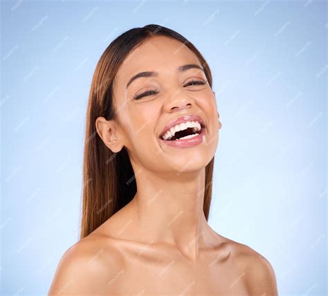 Premium Photo | Skincare beauty and face of laughing happy woman in