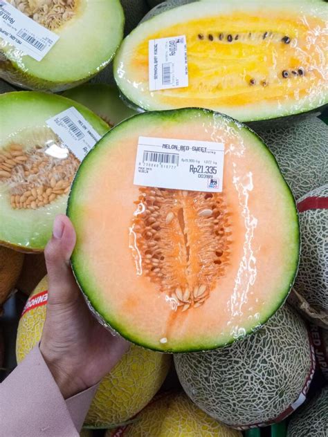 surabaya indonesia august   fresh melons  sold