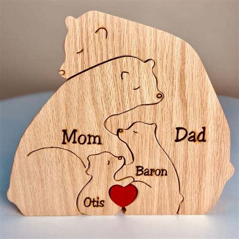 Handmade Wooden Bear Family Personalized Carving Crafts - CJdropshipping