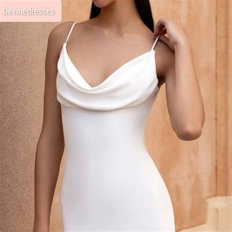 Elegant Satin Wedding Dress, Slimline Spagetti Strap Wedding Dress