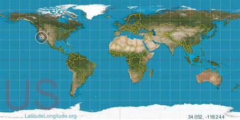 Los Angeles latitude longitude map - Map of Los Angeles latitude longitude (California - USA)