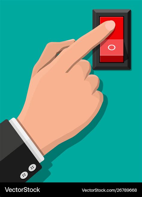 hand push button switch electric control vector image
