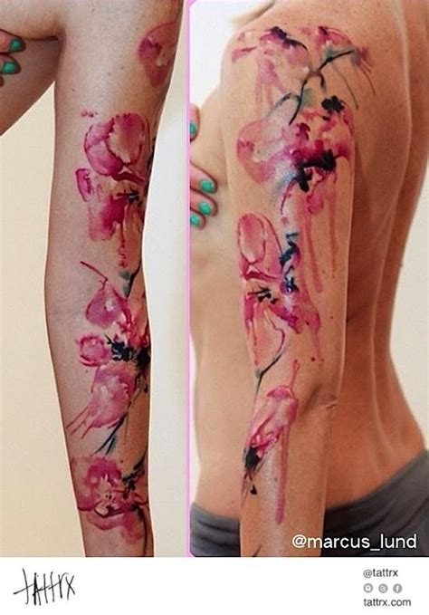 @tattrx | Marcus Lund Tattoo - Watercolor Flower Sleeve...