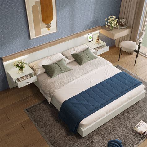 lit adulte lit double lit en bois    cm avec  tables de chevet