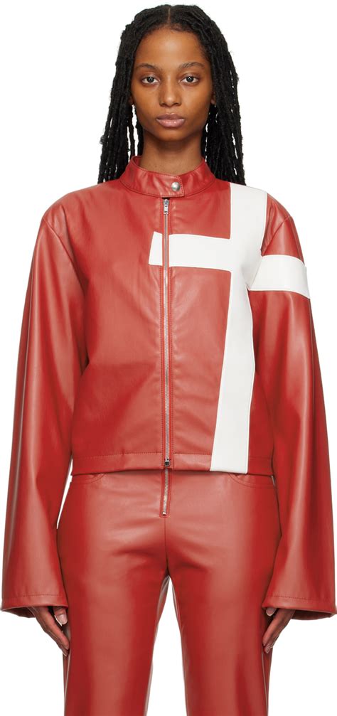 Mowalola Red Cross Faux-Leather Jacket Mowalola
