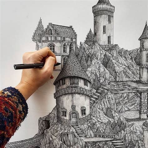 Artist Meticulously Creates Pen and Ink Drawings of Dreamy Landscapes ...