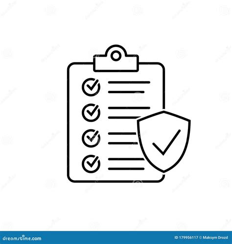 Clipboard with Checklist and Shield Icon, Insurance Policy Icon, Symbol ...