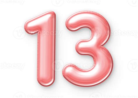 13 número globo rosado 24652377 PNG