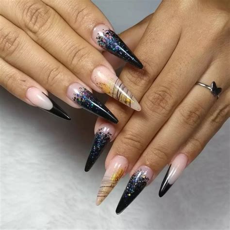 Ideias De Unha Stiletto - Unha stiletto preta: 30 ideias para arrasar no formato e decoração