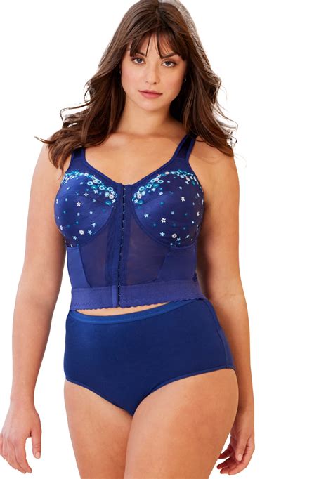 Comfort Choice Women's Plus Size Embroidered Front-Close Longline