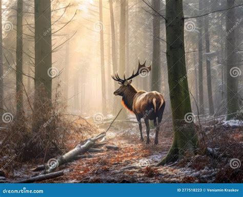 Royal deer walking stock illustration. Illustration of stag - 277518223