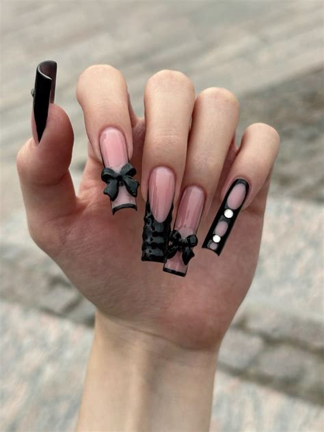 Наращивание на верхние формы, квадрат с дизайном | Long nails, Manicure ...