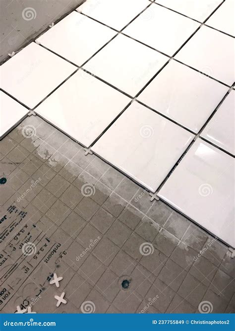 Floor Tile Dry Layout for Installation Stock Image - Image of tools