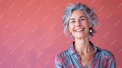 Premium Photo | A woman with gray hair smiling at the camera