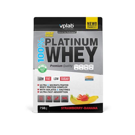 VPLAB 100% PLATINUM WHEY Протеин "Клубника-Банан" пакет 750г