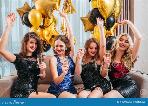 Girls With Party Hat And Horn, Silhouette Royalty-Free Stock Image ...