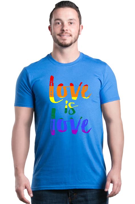 Shop4Ever Men's Love is Love Rainbow Gay Pride Graphic T-shirt XXXXX