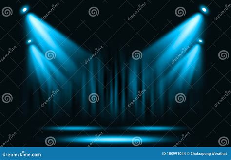 Stage Lights. Blue Spotlight with Certain through the Darkness. Stock Illustration ...