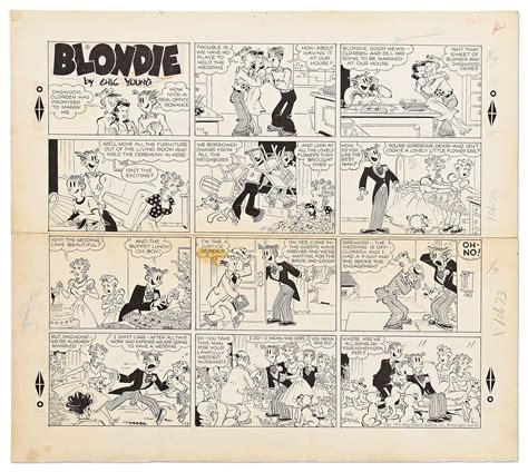 Lot Detail - Chic Young Hand-Drawn ''Blondie'' Sunday Comic Strip From