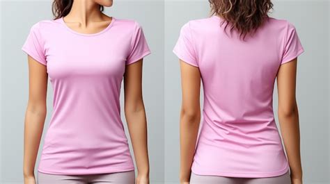 Premium AI Image | Beautiful women wearing a pink Tshirt Front and back view mockup isolated on ...