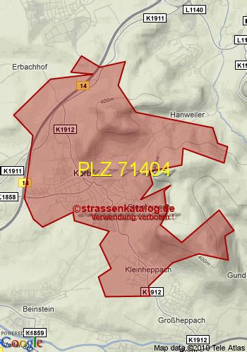 Postleitzahlgebiet 71404 - PLZ