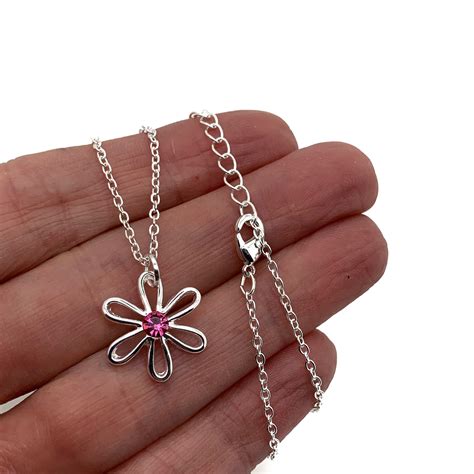 Little Girls Birthstone Necklace, October Birthstone Jewelry, Rose
