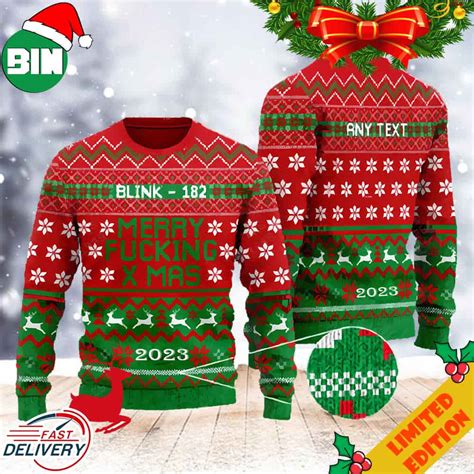 blink  merry fucking  mas christmas custom   ugly sweater