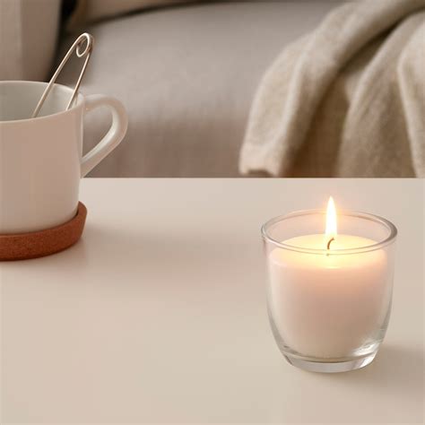 JUBLA Unscented candle in glass, white, 3" - IKEA