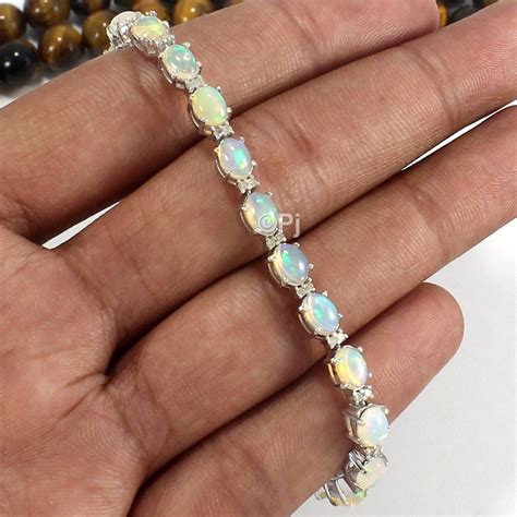 natural white opal diamond bracelet pave diamond ethiopian opal