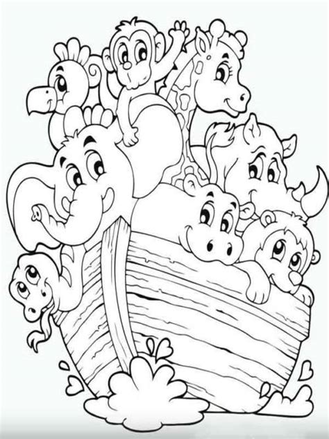 33 Desenhos da Arca de Noé (Dilúvio) para Pintar e Se Divertir!