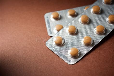 medication tablets packed  blister packs   table stock image