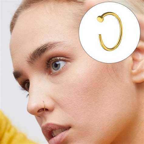 WANNA?BE! Пирсинг Колечко в нос 10мм золоченое - купить с доставкой по ...