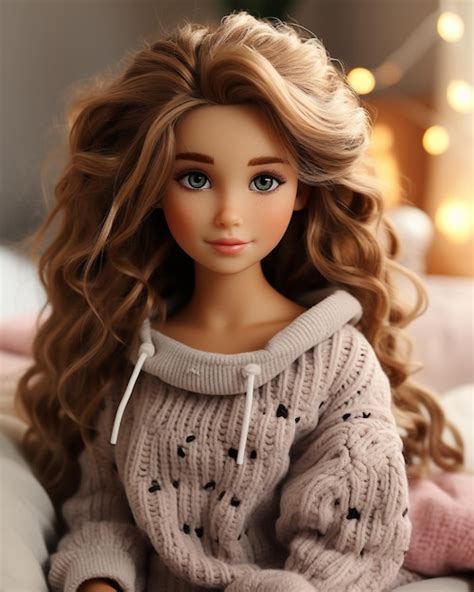 Premium AI Image | Barbie doll with long hair and wearing sweater