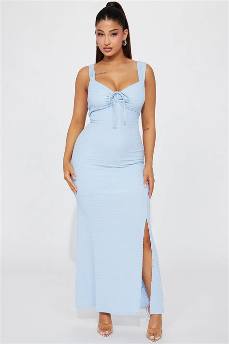 Bailey Textured Maxi Dress - Blue | Fashion Nova