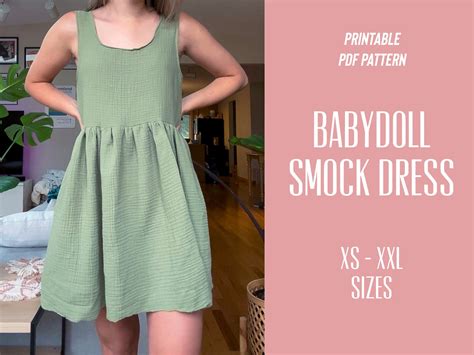 Babydoll Smock Dress Sewing Pattern XS XXL Instant PDF - Etsy