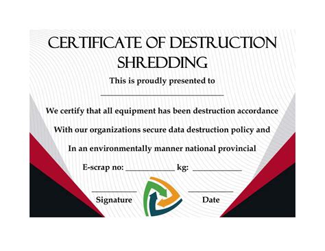 Free Printable Certificate Of Destruction Templates [Excel, PDF, Word]