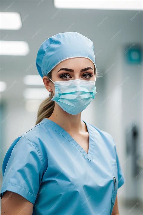 Premium Photo | Portrait of a young female nurse wearing a mask and