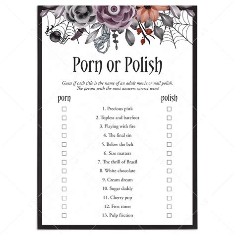 Halloween Bach Party Game Porn or Polish Game with Answer Key