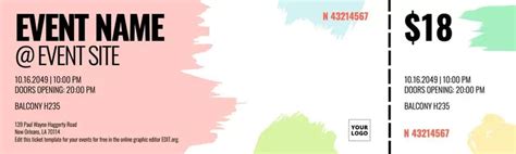 Free ticket templates to edit online