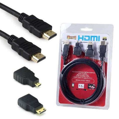 HDMI 3 in 1 HDMI to Mini/Micro HDMI Adapter Cables For Mobile Phone PC ...