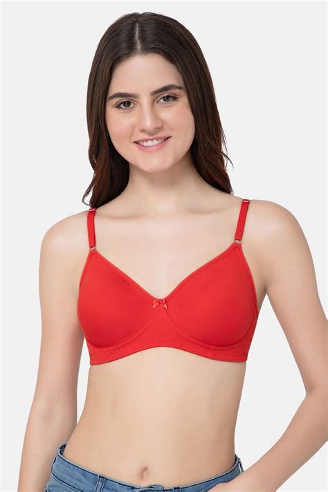 fiery red cotton  padded  wired int saree bra  women vnh