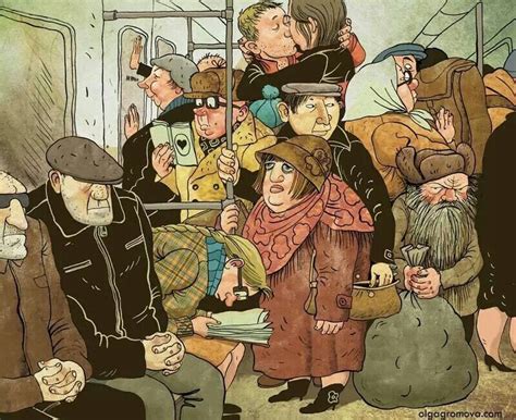 Olga Gromova - In the Underground. | Карикатура, Иллюстрации, Смешные ...