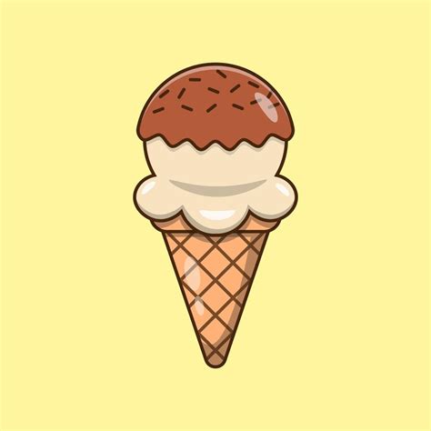 Desenho De Sorvete De Casquinha - casquinha de sorvete com ilustração de ícone de desenho animado de ...