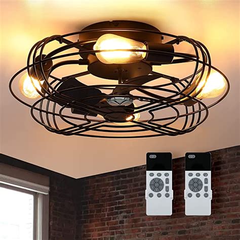 Amazon.com: 20" Low Profile Caged Ceiling Fan with Lights and Remote ...