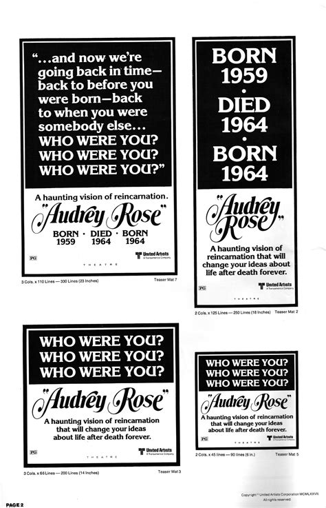 Audrey Rose (1977) Movie Pressbook - From Zombos' Closet